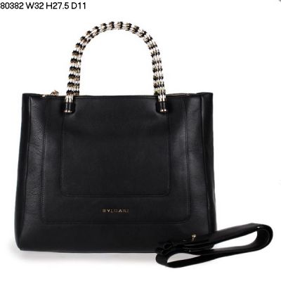 Best  Bvlgari Serpenti An Advisable Shoulder Strap Black Calfskin Leather Women's Handle Bag