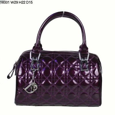  Cheapest Lady Dior Purple Patent Leather Long Boston Bag Silver D.I.O.R Charm School Working 