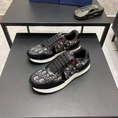 Dior Spring Hot Selling Oblique Motif High End Suede Leather Male Lace-up Patchwork Sneakers UK 