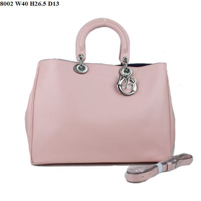 2017 Top Sale Ladies Oversized Dior "Diorissimo" Pink Nappa Leather Silver Pendant Clone Open Handbag 