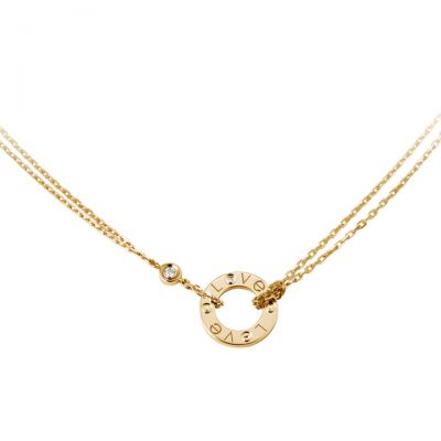 Cartier 2 Diamonds Love Necklace  B7219500 Yellow Gold Celebrity Style Designer