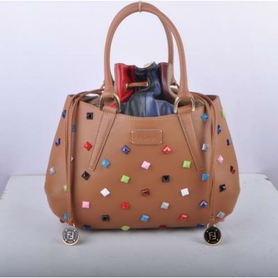 Best Fendi B Fab Medium Top Handle Multicolor Jeweled Handbag Colorful Leather String Closure For Womens 