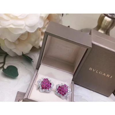 Bvlgari Floral Ruby Crystals Ear-stud Party Style Birthday Gift For Women Online Shopping Paris 