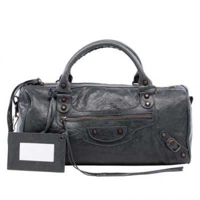 Balenciaga Special Edition Anthracite Leather Twiggy Ladies Aged Brass Studs Long Tote Bag Outlet 