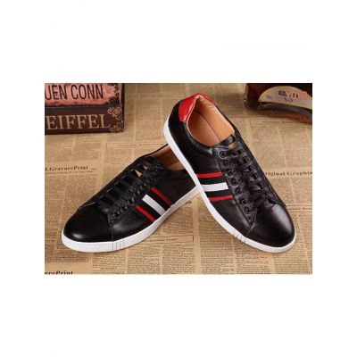 Bally Multicolor Trainspotting Stripe Detail Mens Daily Fashion Black Calfskin Leather Lace-up Clone Helvio Sneaker 
