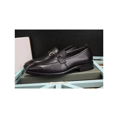 Imitation Bally Silver Buckle Classic Black Calfskin Leather Mens Business Shoes Sering/Fall Loafers 