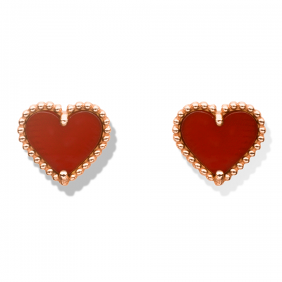 Van Cleef & Arpels Sweet Alhambra Red Heart Earstuds  Rose Gold Carnelian VCARN6BP00 