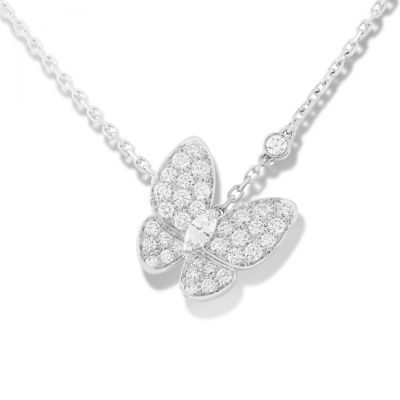 Van Cleef & Arpels Two Butterfly Pendant Sterling Silver Replica Necklace New Arrival VCARO3M400 