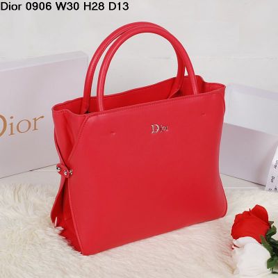 2017 New Dior Red Calfskin Leather Tote Bag Top Handle Silver Side Snap Buttons Medium 