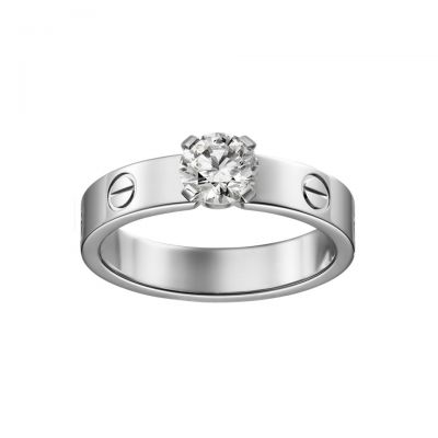 Cartier Love Solitaire Diamond Wedding Band  N4723700 Sterling Silver Engagement Ring
