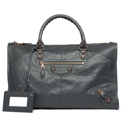 Balenciaga Giant 12 Work High End Golden Hardware Gris Tarmac Leather Shoulder Bag For Womens 