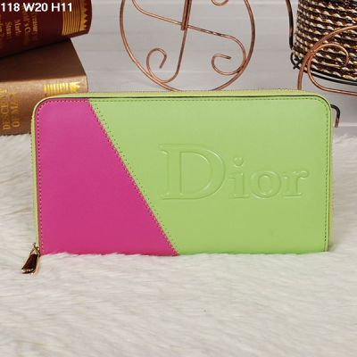 Latest Christian Dior Lime-Peach Yellow Gold Plated Zipper Closure Wallet Top Sale 