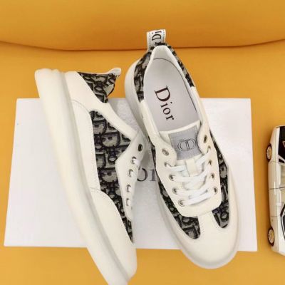  a 2021 Dior Spring Summer Leisure Style Oblique Galaxy Pattern Male White Genuine Leather Sneakers 38-44