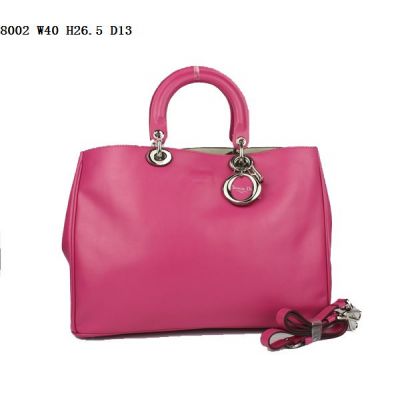  Dior "Diorissimo" Silver D.I.O.R Charm Ladies Top Handle Peach Nappa Leather Jumbo Bag 