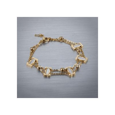 C de Cartier Logo Chain Bracelet  White/Pink/Yellow Gold Plated Link Bangle For Ladies