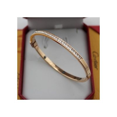 Best Cartier Cuff Bangle Replica Pink Gold Band Set With Diamonds Online Shop India