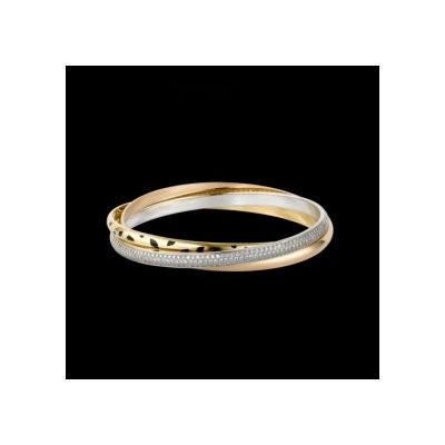 Charming Cartier Trinity Diamonds Band N6037916 Replica CLB339 3-Gold Lacquer Bracelet For Sale On Internet 