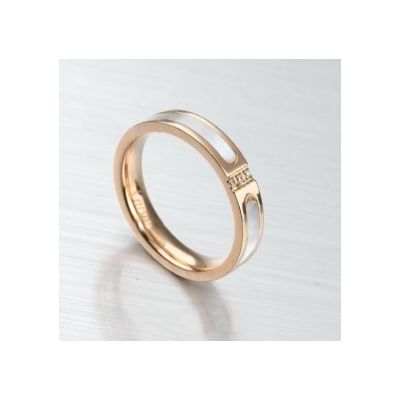 Cartier Wedding Band Knock Off White/Rose Gold Plated White Enamel For Sale