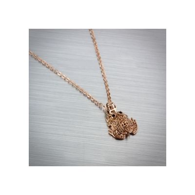 Cartier Women's Rose Gold Plated Diamond Necklace  Fortune Frog Pendant 