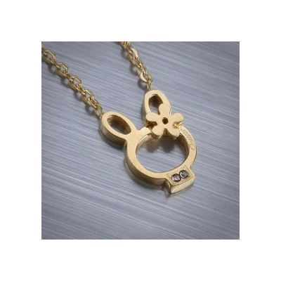 Best Quality Cartier Cute Rabbit Pendant Necklace  White/Pink/Yellow Gold Plated