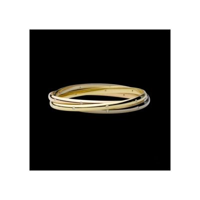 Elaborate Cartier Trinity Bangle With Diamonds N6034001 Replica Lacquer Band In 3-Gold