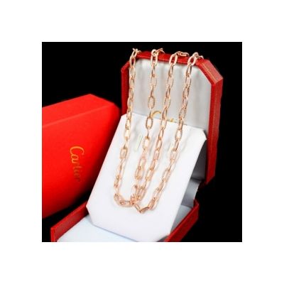 Cartier Chain Necklace  18K White/Pink Gold Men Women Classic Punk Rock Style