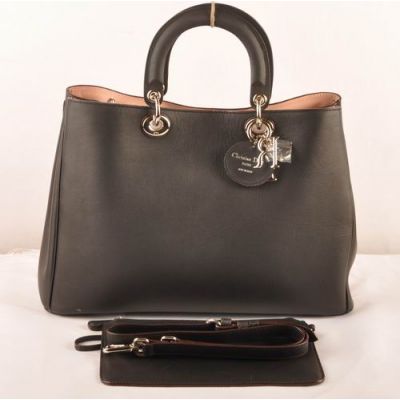 Large Dior "Diorissimo" Black Original Leather Top Handle High Quality Tote Bag For Sale 