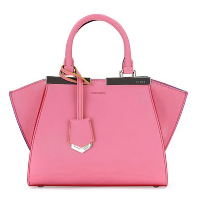 Sweet Style Fendi 3 Jours Mini Top Handle Silver Palladium Hardware Pink Leather Tote Bag For Girls 