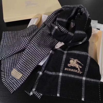 Burberry Black Plaid Cashmere Scarves Winter Warm Comfortable Birthday Gift Sale Online UK Unisex