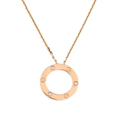 High End Cartier Rose Gold Circle Pendant Women Classic Fake 3 Diamonds Love Necklace B7014700