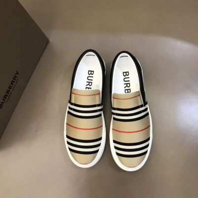 Burberry Simple Style Vintage Check Pattern White Tpu Sole Men Cabon & Black Leather Patchwork Sneakers Online