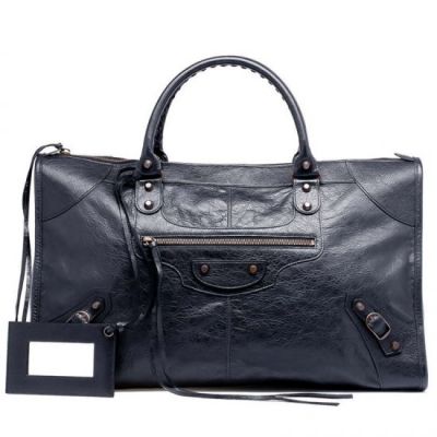  Balenciaga Work Hand Stitched Handles Leather Tassel Ladies Black 46CM Shoulder Bag Sale 