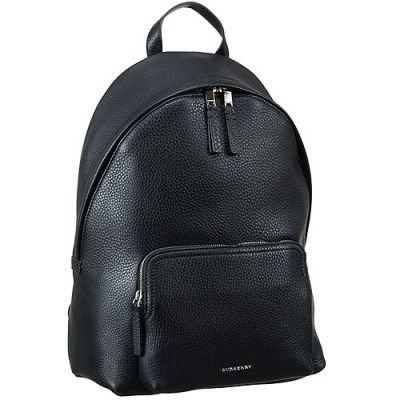  Burberry Abbeydale Black Leather Unisex Backpack Silver Hardware