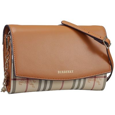 Cheapest Women's Burberry Tan Leather House Check Fake Crossbody Bag Chain 