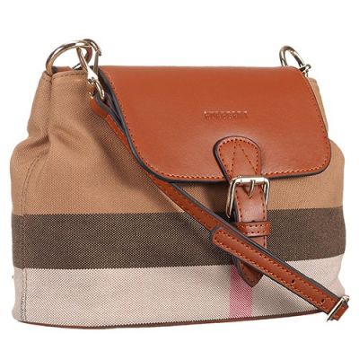 Cheapest Burberry Canvas Check Tan Leather Strap & Cover Womens Crossbody Bag