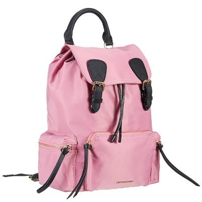Fashion Burberry Womens Rucksack Pink  Nylon Backpack Gold Hardware 