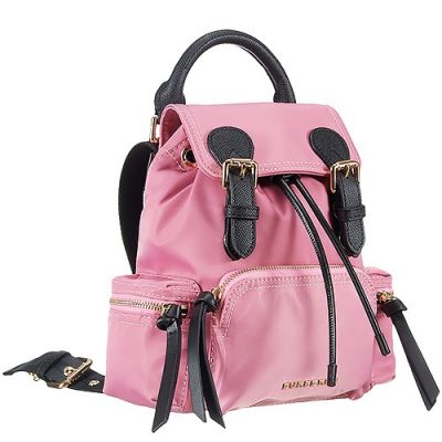 Burberry 40209591 Rucksack Pink Medium Nylon Backpack For Girls Black Trim 