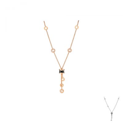 High-end Bvlgari B.zero1 347578 CL856127 Tassel Charm Necklace Replica Sterling Silver/Rose Gold Jewels