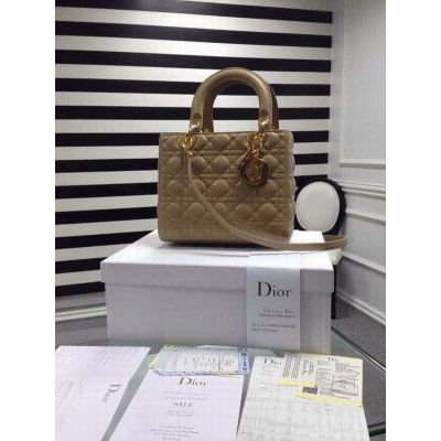 Hot Selling Lady Dior Top Handle Tan Cannage Leather Default Crossbody Bag Golden D.I.O.R Charm 