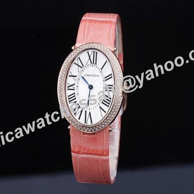 Cartier Baignoire Diamonds Rose Gold Case Quartz Ladies 44mm Special Price Pink Band Watch 
