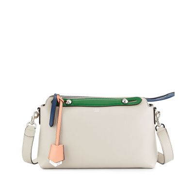 Multicolor Fendi Arrow-shaped Charm Ladies Small Leather Zipper By The Way Shoulder Bag  White