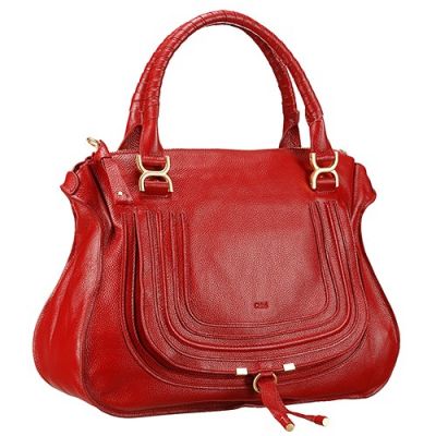Women's Sexy Dark Red Soft Leather Chloe Marcie Tote Bag Gold Hardware 