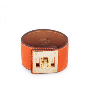 Economy  Vogue Hermes Kelly Dog Bracelet Rose Gold Buckle Orange Leather