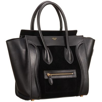 Celine Vintage Black Leather Luggage Womens Mini Handbag Nubuck For Sale 