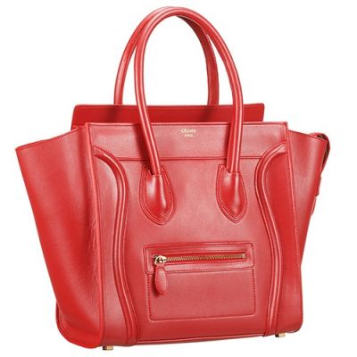 Cheapest Celine 167793AQL.28RU Top Handle Womens Red Leather Luggage Clone Purses