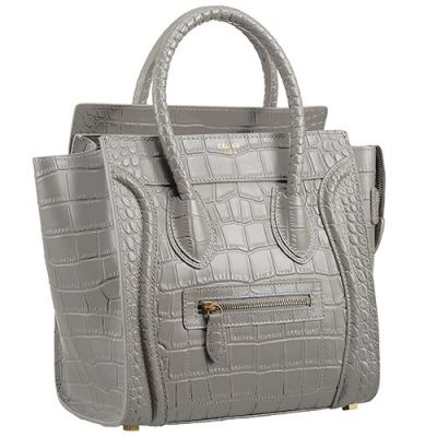 Celine Medium Luggage Great Capability Women's Grey Crocodile Tote Bag 