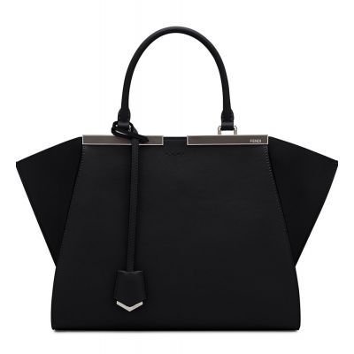 Hot Selling Fendi 3Jours Slim Top Handle Silver Hardware Ladies Black Leather  Shopping Bag 8BH2795QWF0GXN