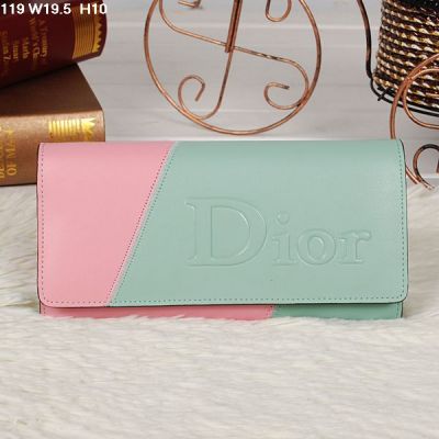 Christian Dior Colorful Light Green & Pink Flap  Wallet Yellow Logo Face
