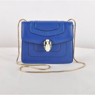 Bvlgari  Shoulder Bag Women's Serpenti Guttiform Gemmy Lock Front Calfskin Leather Blue Replica