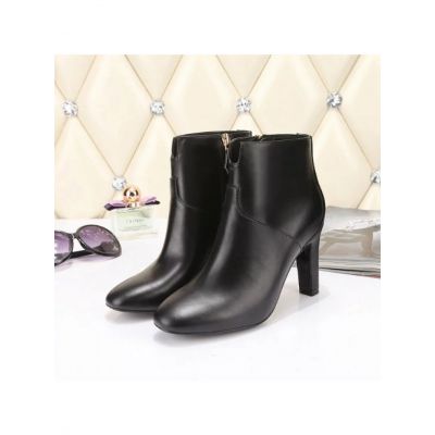 2017 Winter Hermes Ladies High-heeled Calfskin Leather Ankle Boots Zipper Booties Shoes Black/Burgundy